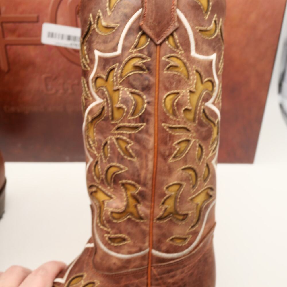 NEW Circle G Corral Women's 5.5 Shedron Inlay Embroidered Leather Boots Snip Toe - Picture 8 of 11